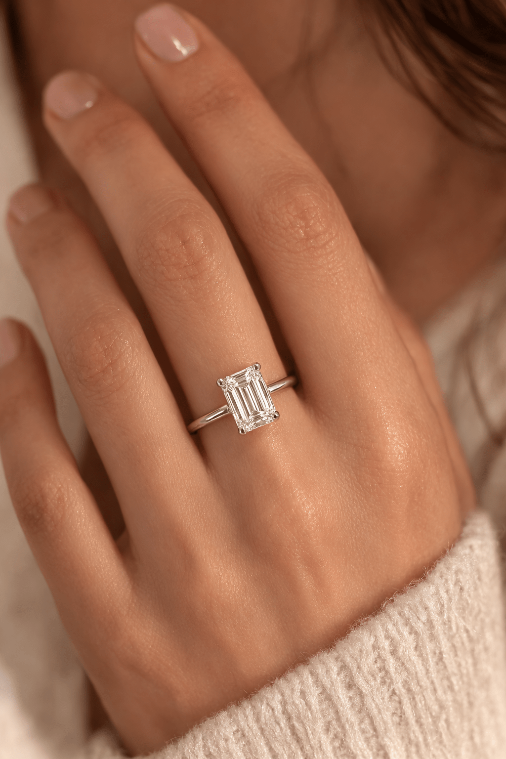Emerald Cut Diamond Engagement Ring - HD Studio