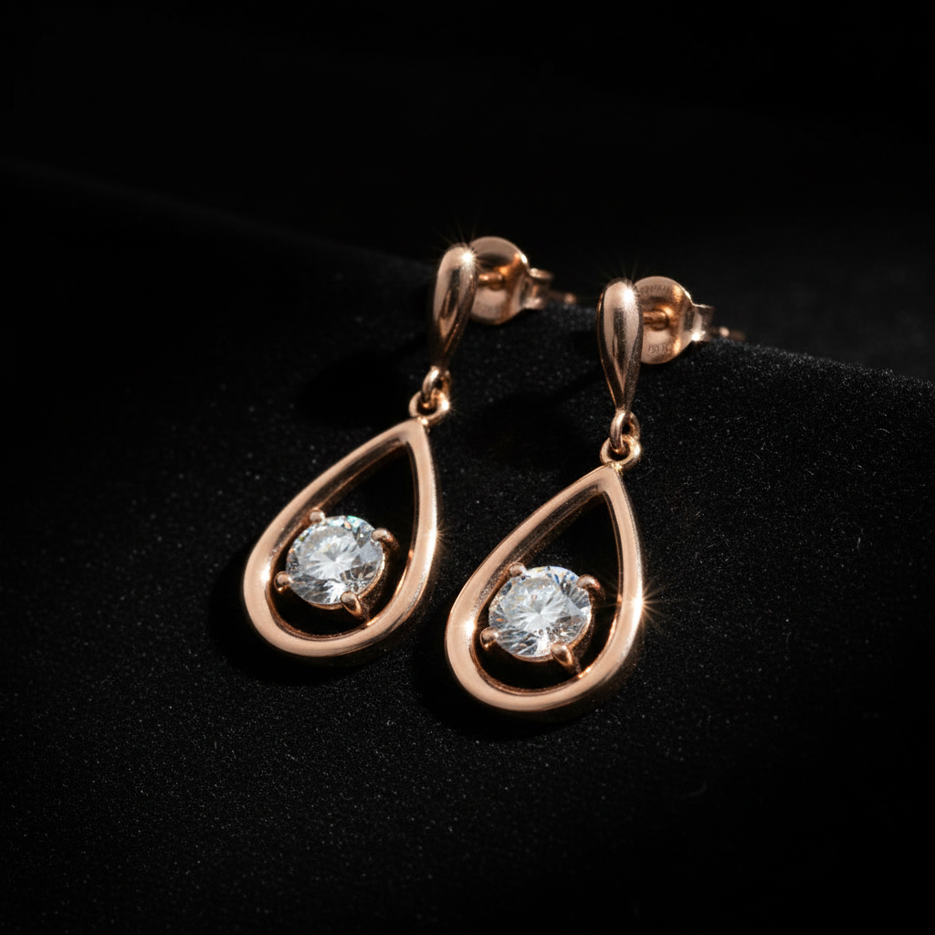0.30ct Diamond Drop Earrings in 18ct Rose Gold — Editorial