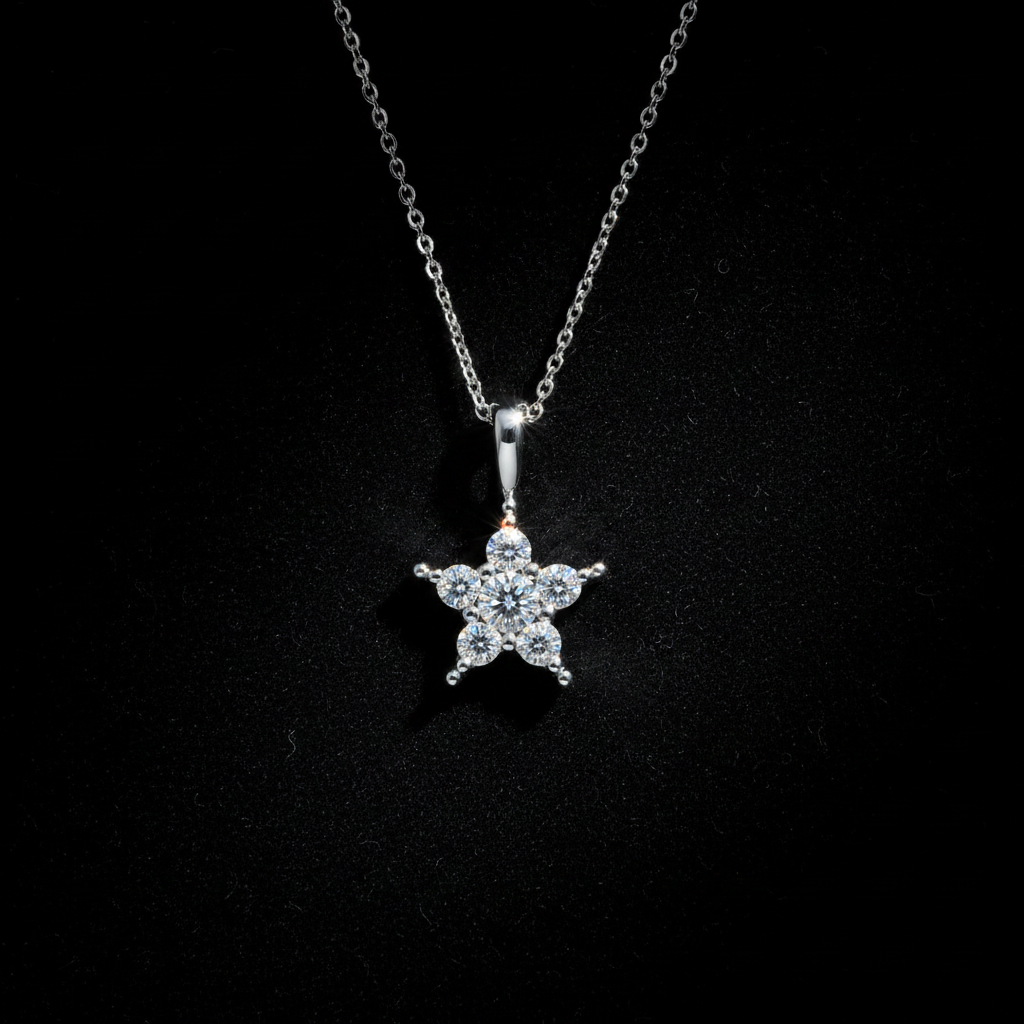 0.35ct Natural Diamond Star Pendant in Platinum — Editorial
