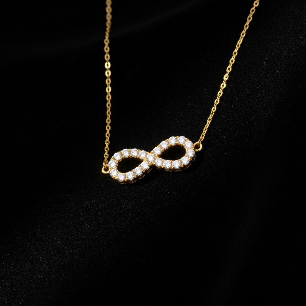 0.60ct Natural Diamond Infinity Pendant in 18ct Yellow Gold — Editorial