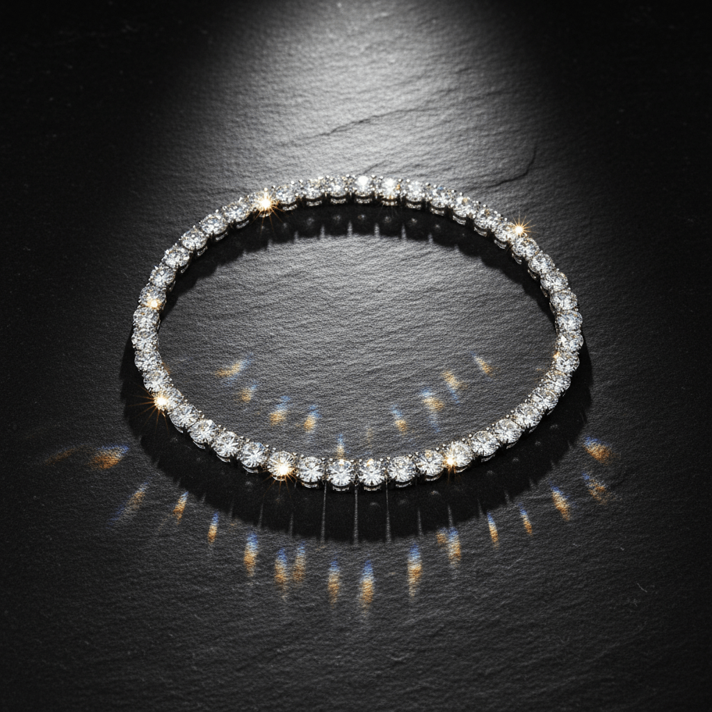 Éclat Tennis — Lab-Grown Diamond Necklace in 18ct White Gold - HD Studio