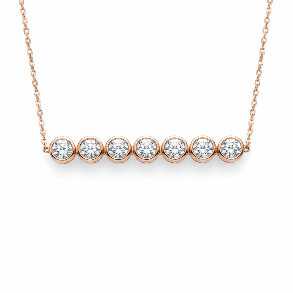 0.25ct Diamond Bar Necklace in 18ct Rose Gold — Flat Lay