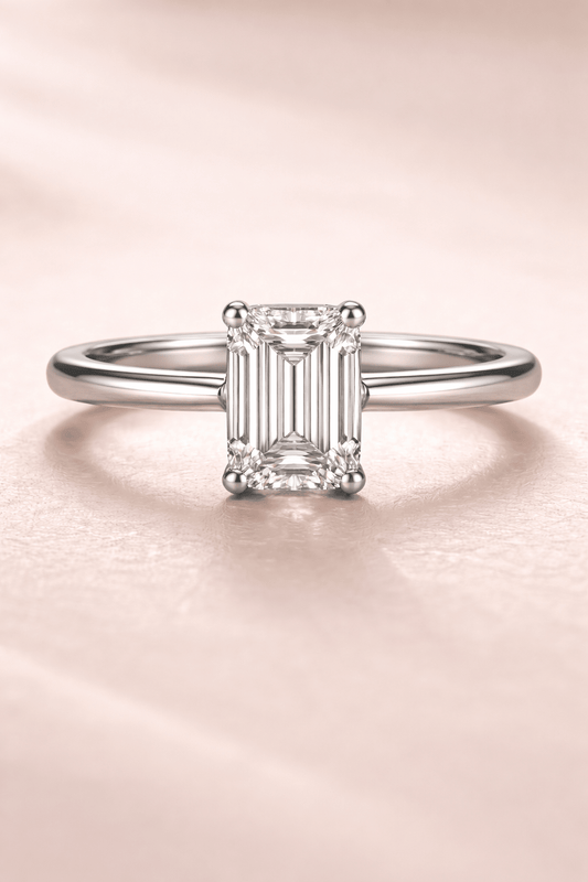 Emerald Cut Diamond Engagement Ring - HD Studio