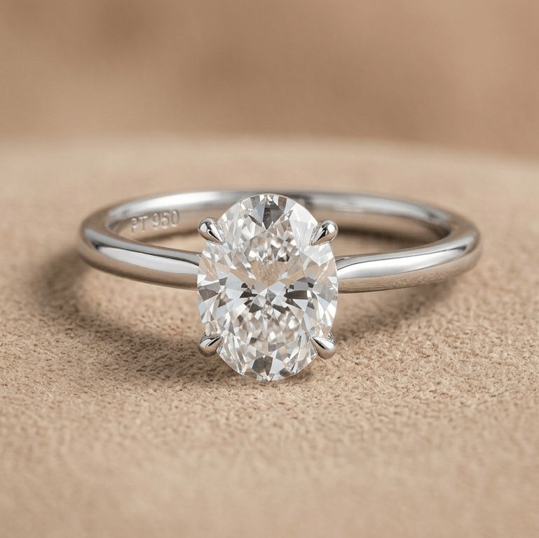 Oval Diamond Solitaire Engagement Ring - HD Studio