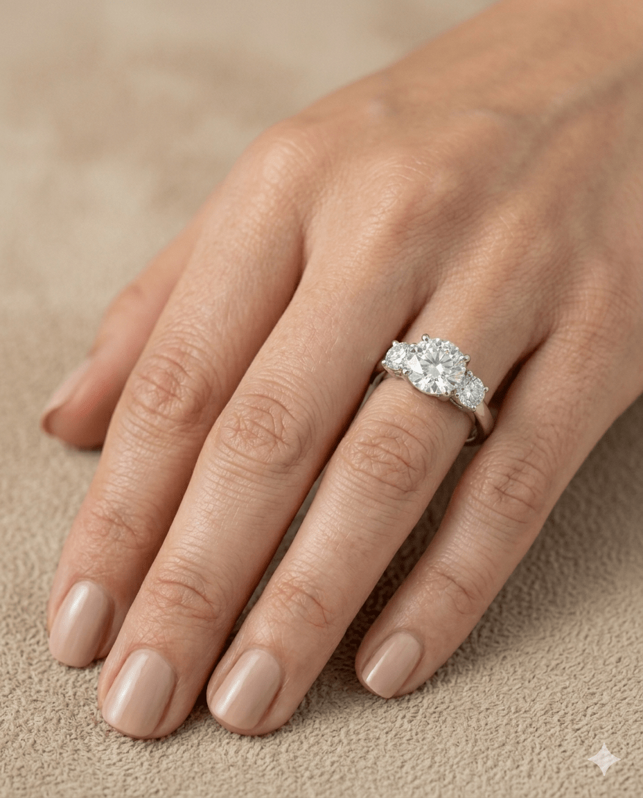 Three Stone Diamond Engagement Ring - HD Studio