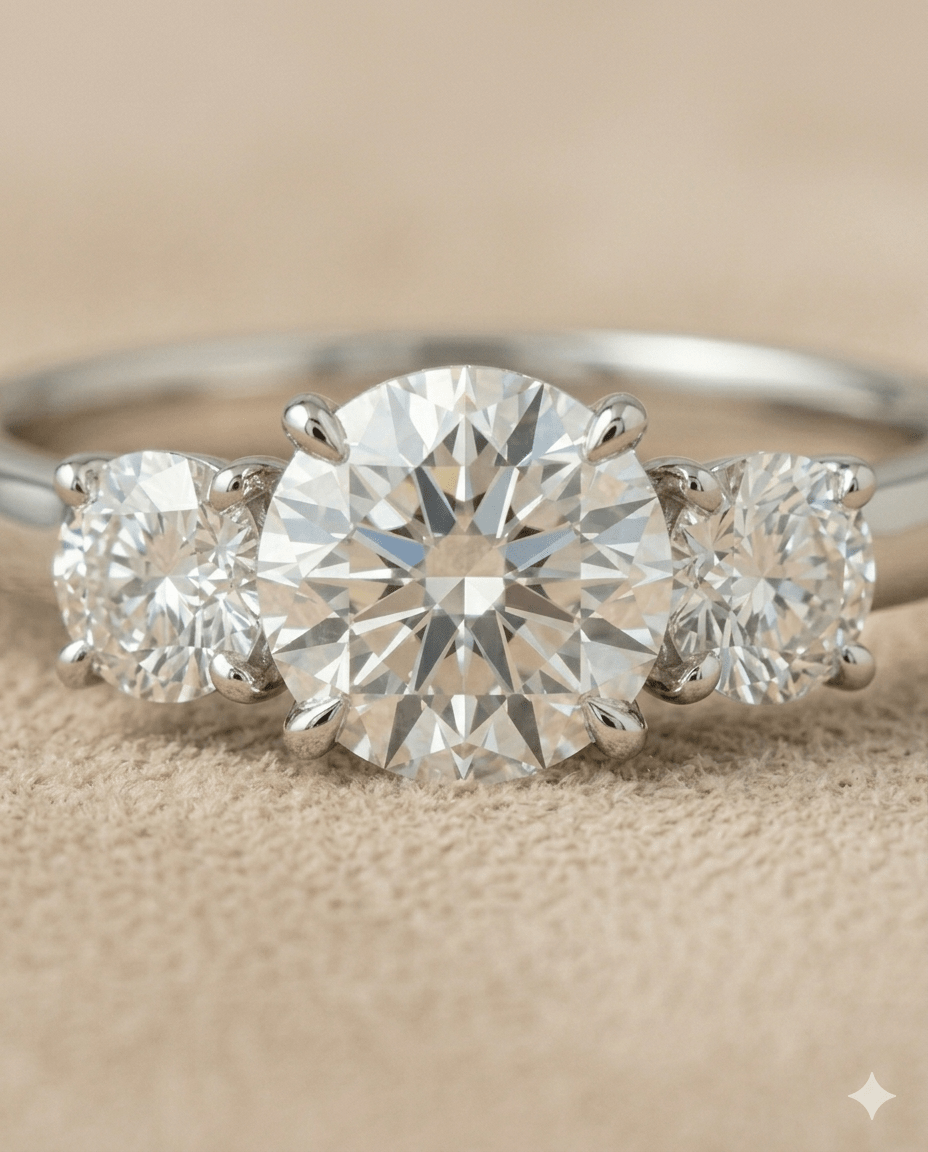 Three Stone Diamond Engagement Ring - HD Studio