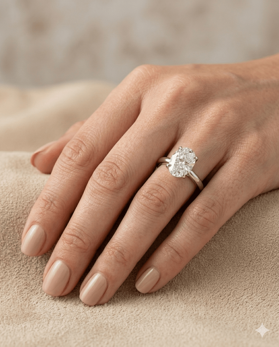Oval Diamond Solitaire Engagement Ring - HD Studio