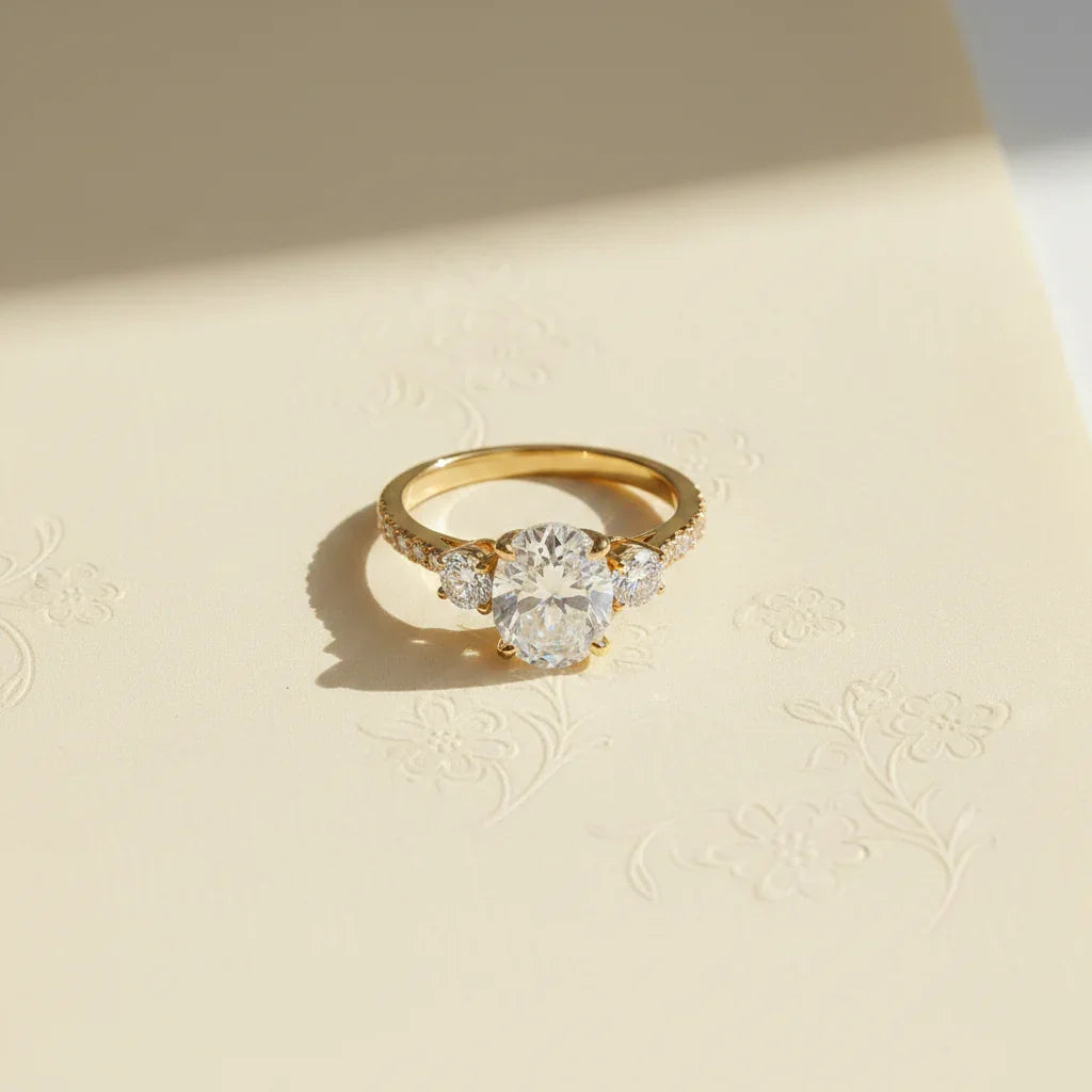 Three stone diamond ring after jewellery remodelling and redesign