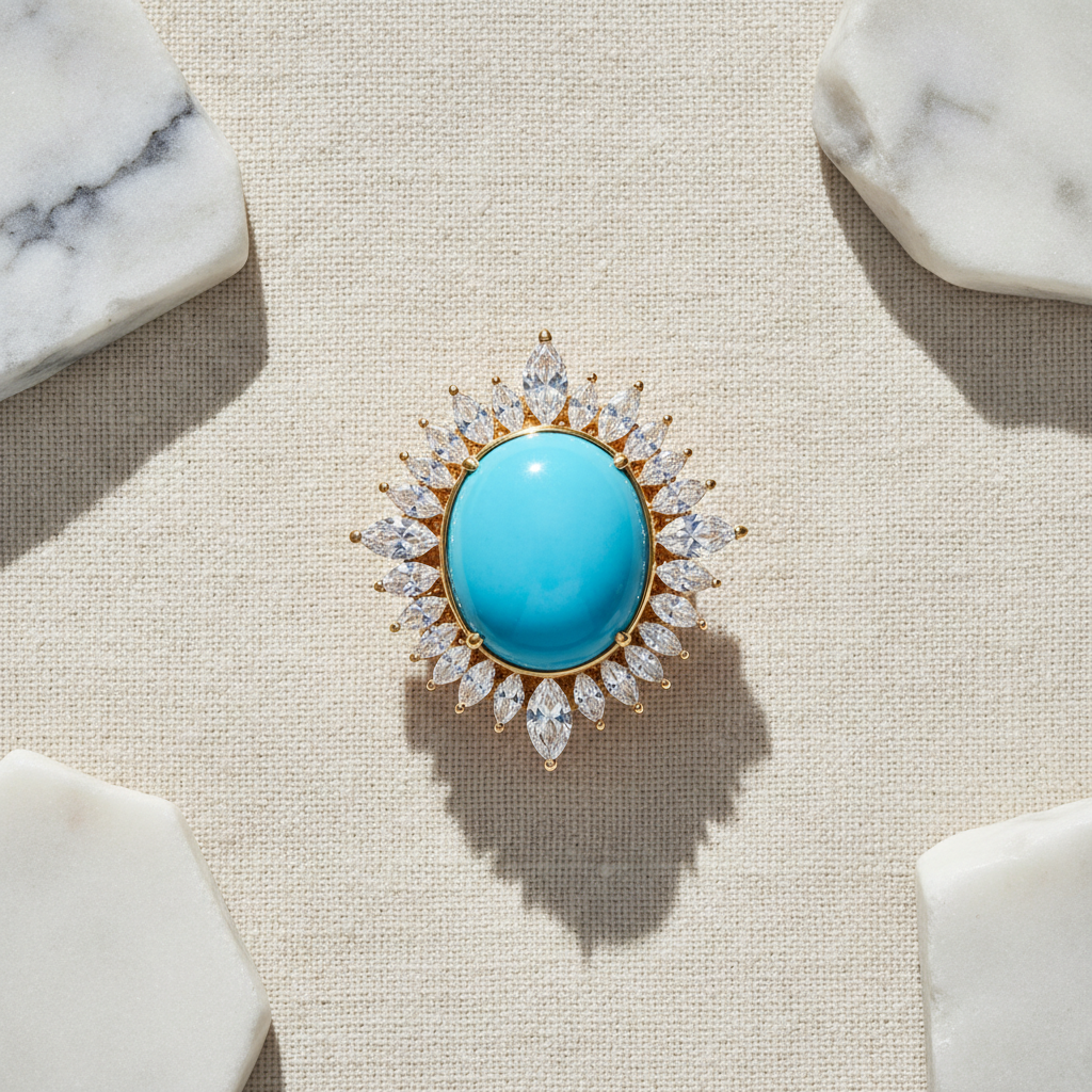 Brixton Turquoise Statement Ring – Editorial Flat Lay