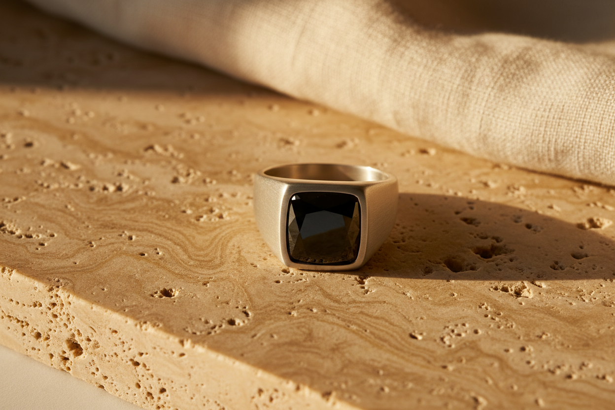 Camden Black Diamond Signet Ring – Lifestyle Scene