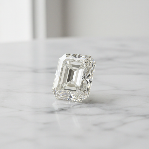 Eclipse Emerald Cut Diamond – 45° Marble View