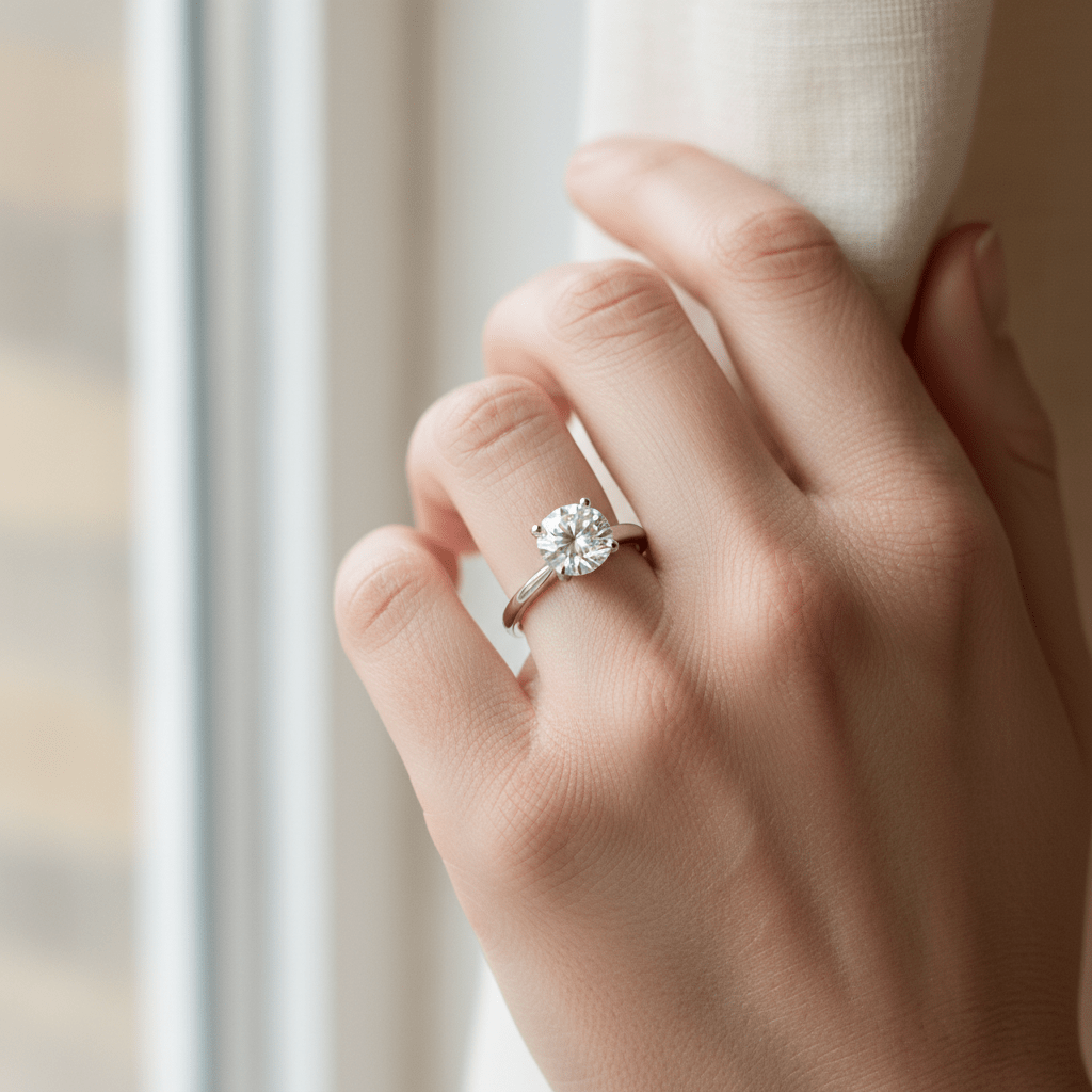 1 ct Round Brilliant Solitaire in Platinum | Diamond Engagement Ring - HD Studio