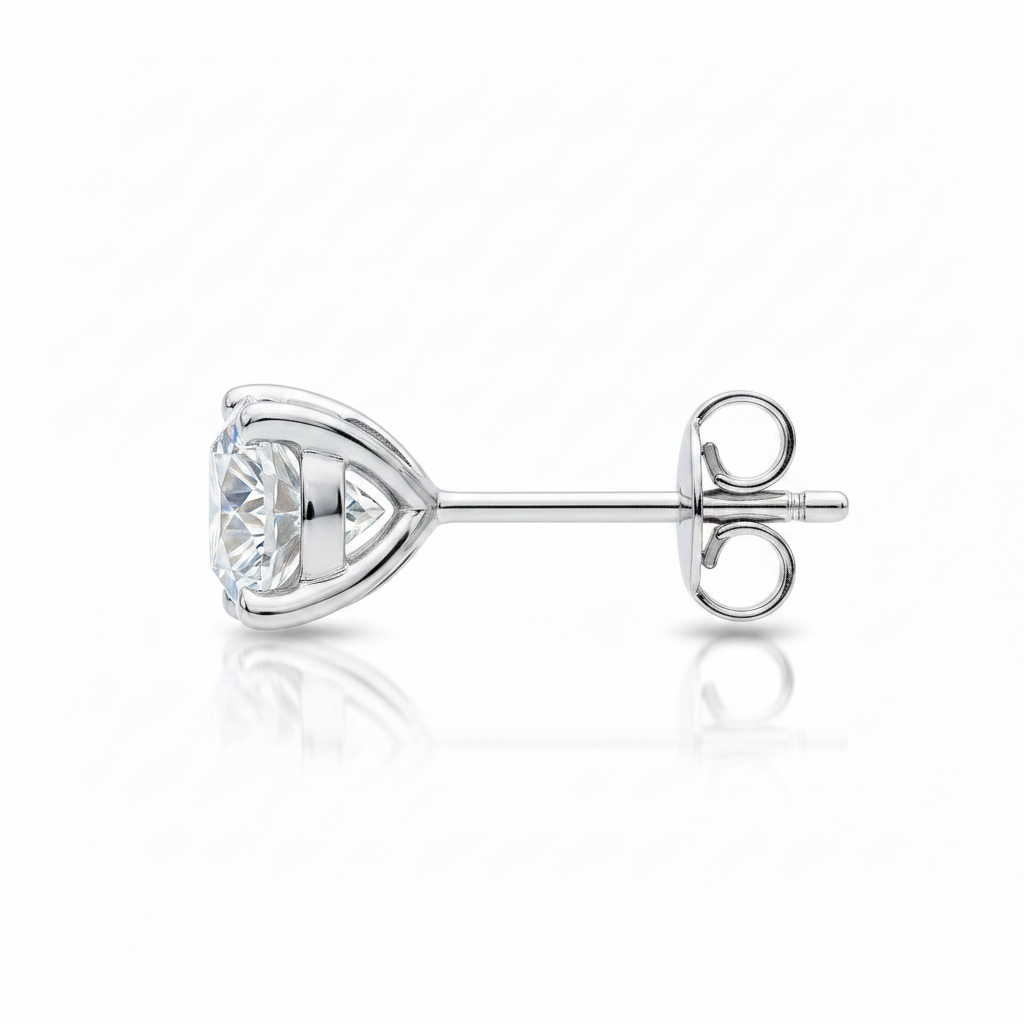 0.20ct Diamond Stud Earrings in 18ct White Gold — Side Profile