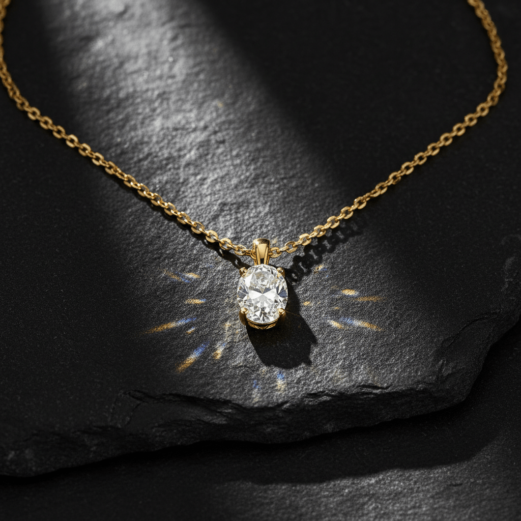 Soleil Drop — Lab-Grown Diamond Necklace in 18ct Yellow Gold - HD Studio