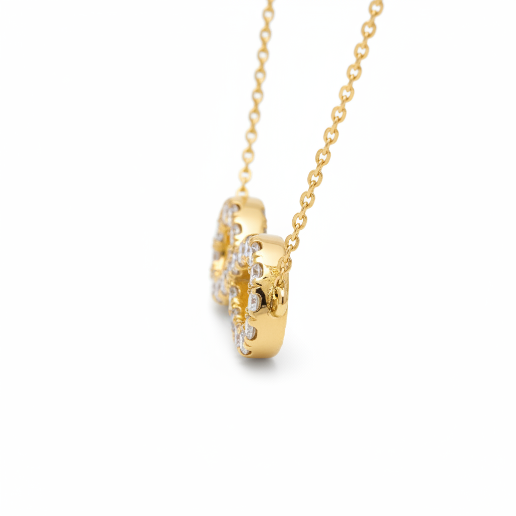 0.60ct Natural Diamond Infinity Pendant in 18ct Yellow Gold — Side Profile