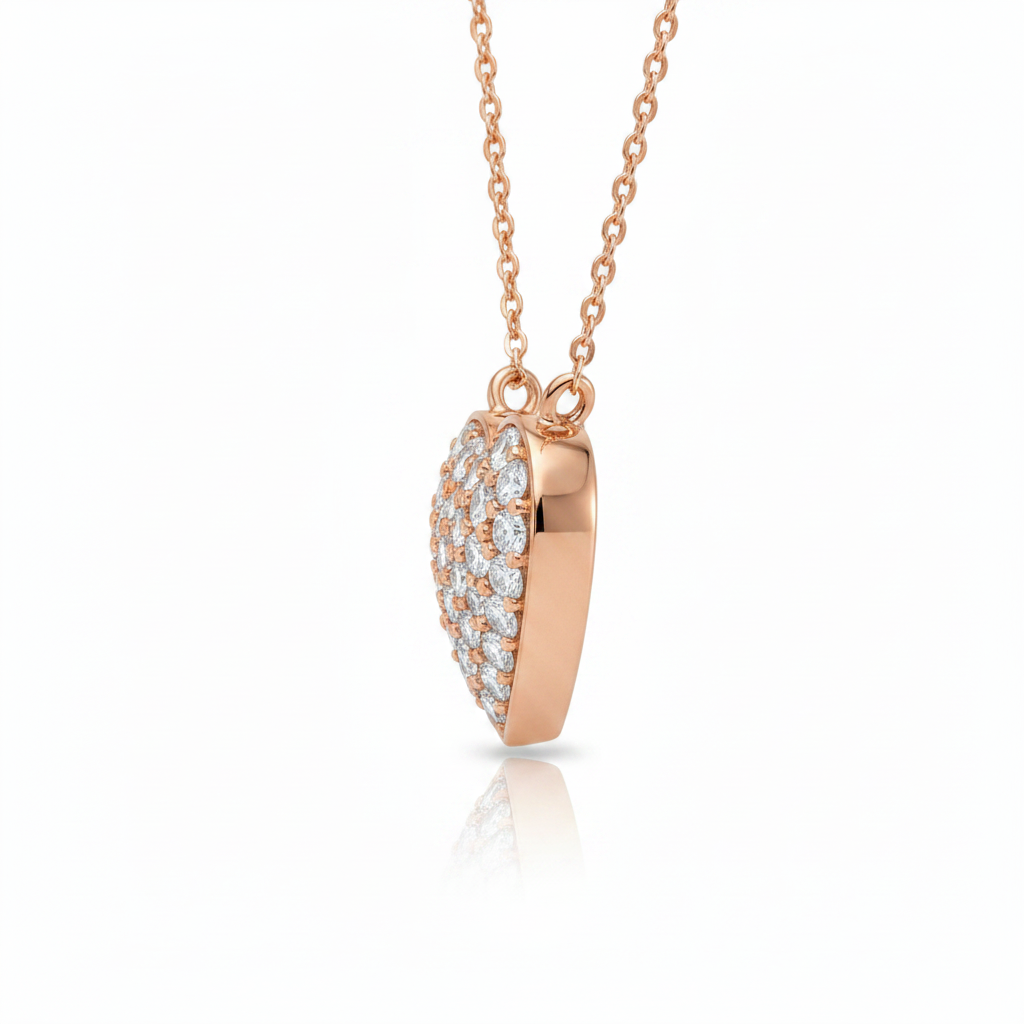 0.50ct Natural Diamond Heart Pendant in 18ct Rose Gold — Side Profile