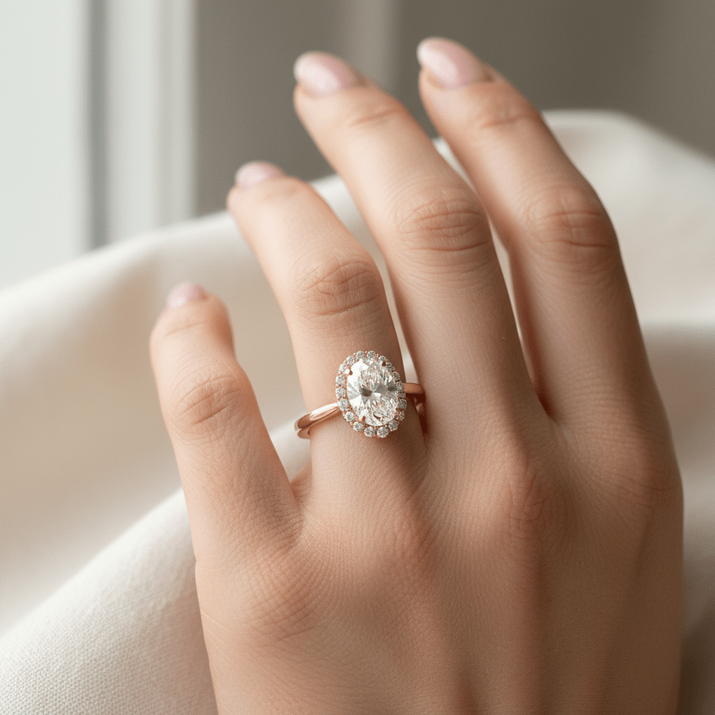 Celeste Halo — Diamond Ring in 18ct Yellow Gold - HD Studio