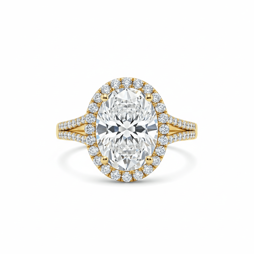 Celeste Halo — Diamond Ring in 18ct Yellow Gold - HD Studio