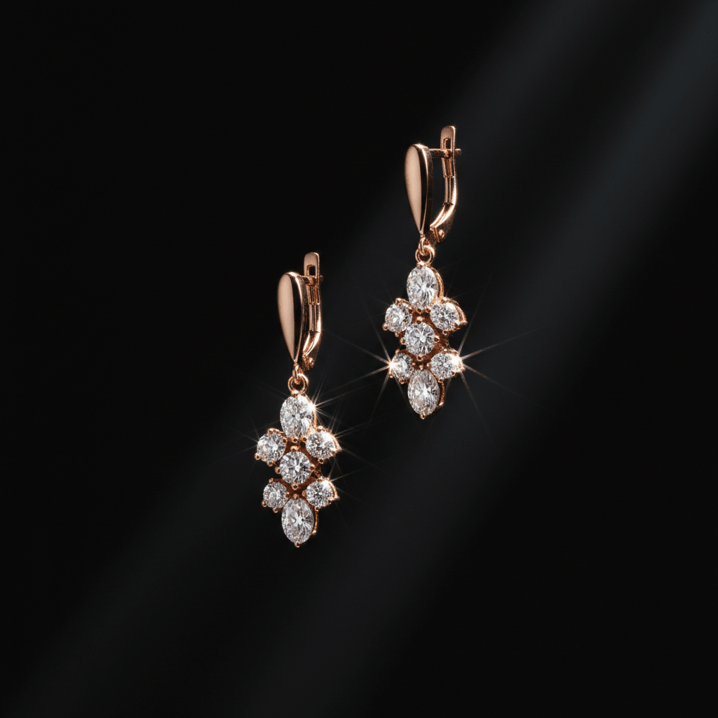 Rosé Cluster Drops — Lab-Grown Diamond Earrings in 18ct Rose Gold - HD Studio