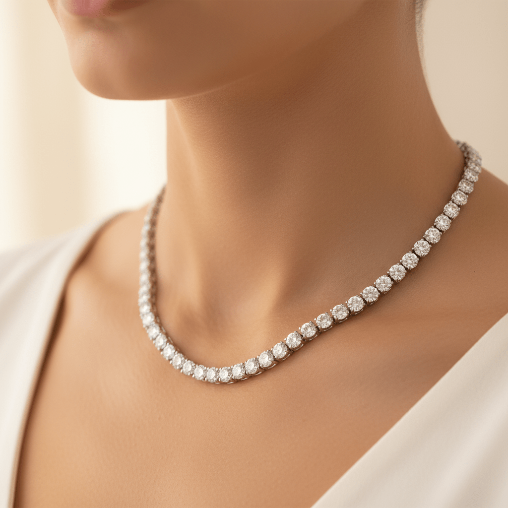 Aurora Tennis — Diamond Necklace in Platinum - HD Studio