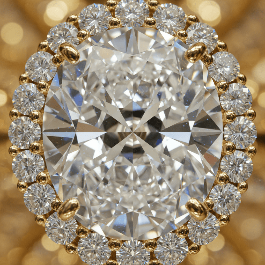 Celeste Halo — Diamond Ring in 18ct Yellow Gold - HD Studio