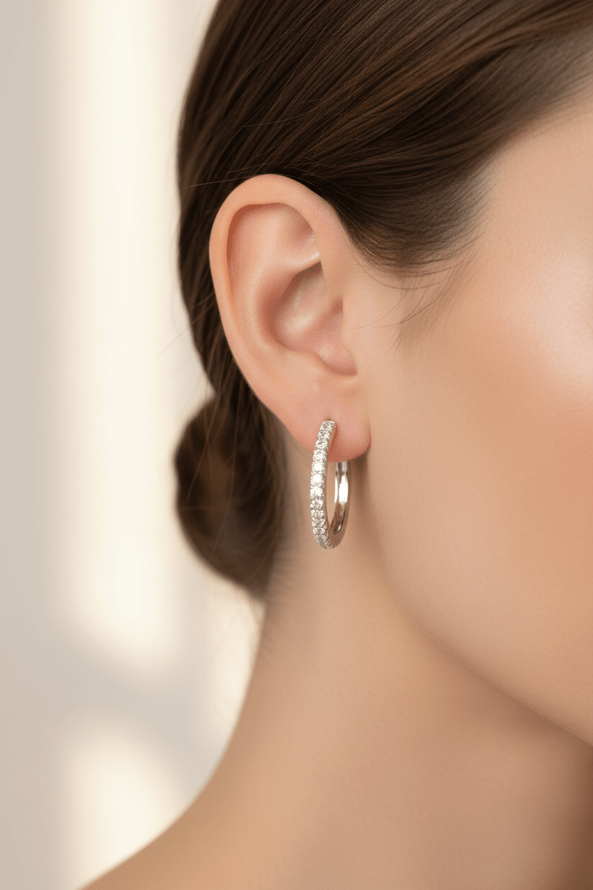 Éclat Hoops — Lab-Grown Diamond Earrings in 18ct White Gold - HD Studio