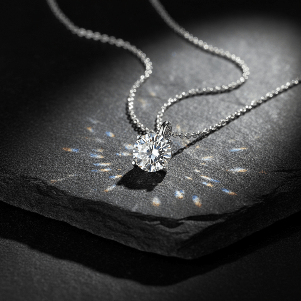 Lumière Pendant — Diamond Necklace in 18ct White Gold - HD Studio