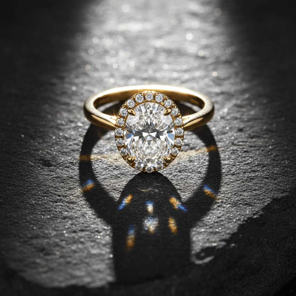 Soleil Halo — Lab-Grown Diamond Ring in 18ct Yellow Gold - HD Studio