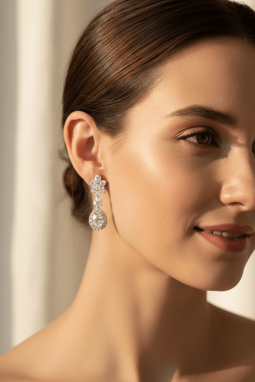 Rosé Cluster Drops — Lab-Grown Diamond Earrings in 18ct Rose Gold - HD Studio