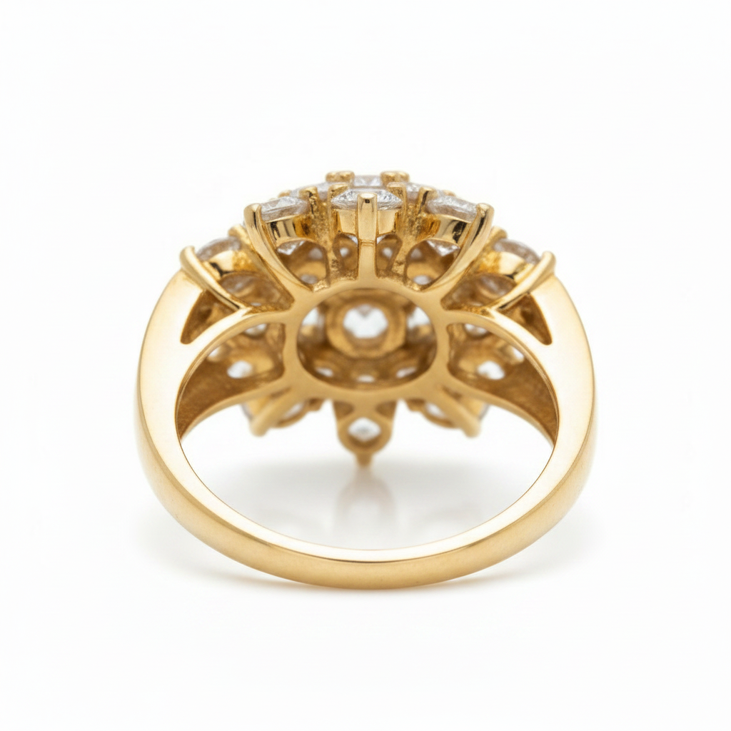 0.50ct Diamond Cluster Ring in 18ct Yellow Gold — Side Profile