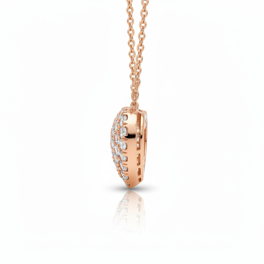 1ct Lab-Grown Diamond Heart Pendant in 18ct Rose Gold — Side Profile