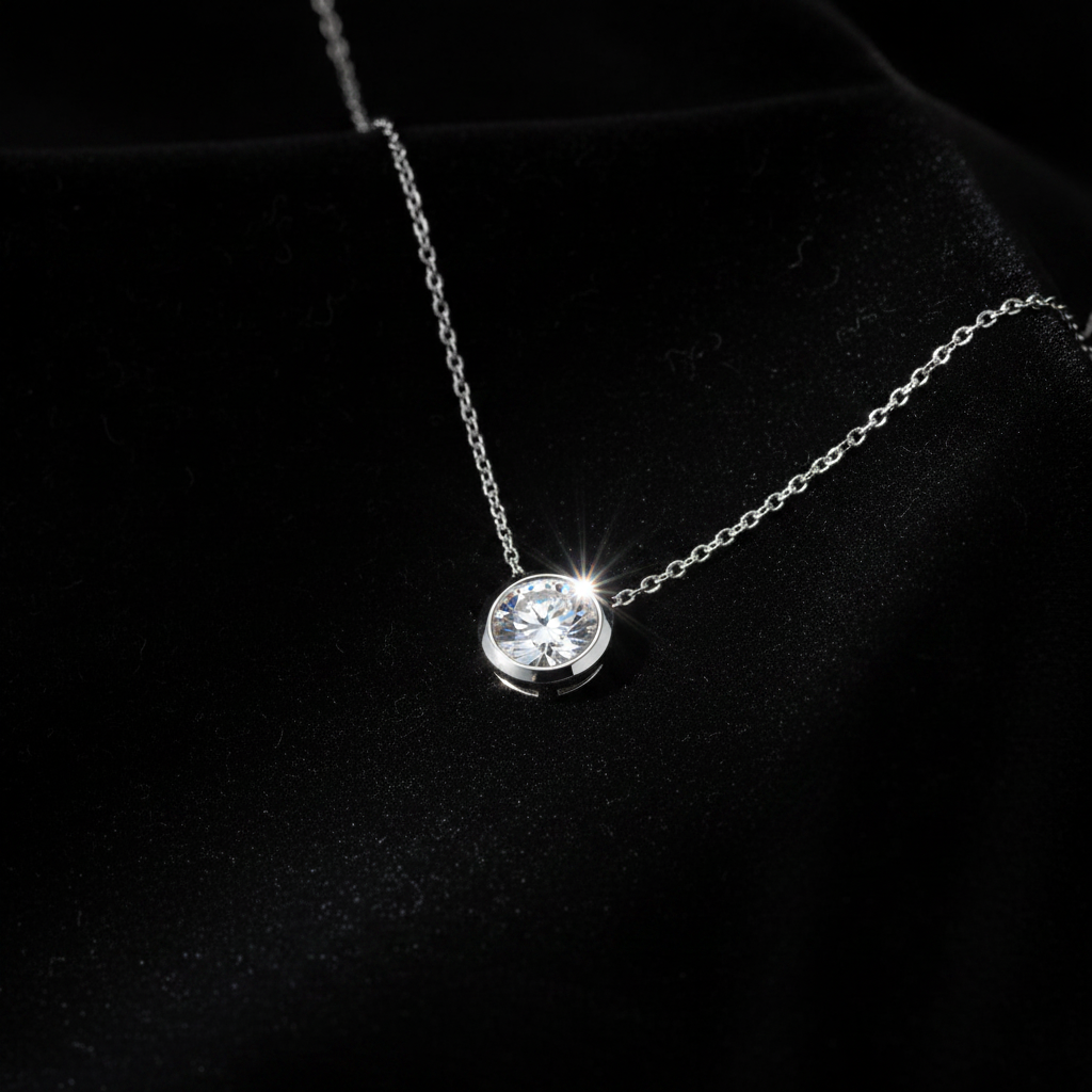0.15ct Diamond Solitaire Pendant in 18ct White Gold — Editorial
