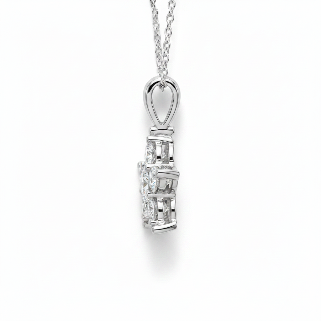 0.35ct Natural Diamond Star Pendant in Platinum — Side Profile