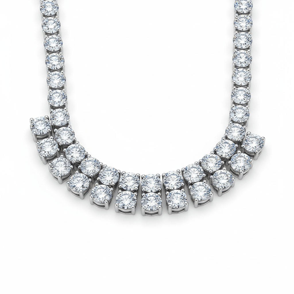 Éclat Tennis — Lab-Grown Diamond Necklace in 18ct White Gold - HD Studio
