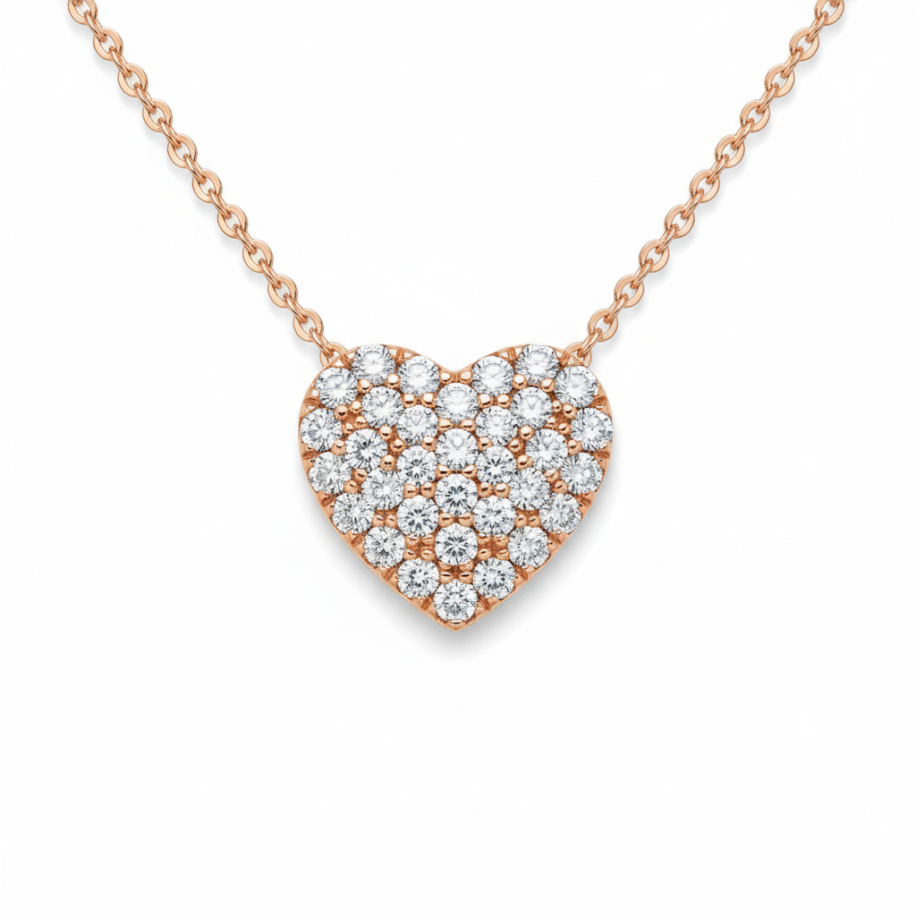 1ct Lab-Grown Diamond Heart Pendant in 18ct Rose Gold — Flat Lay