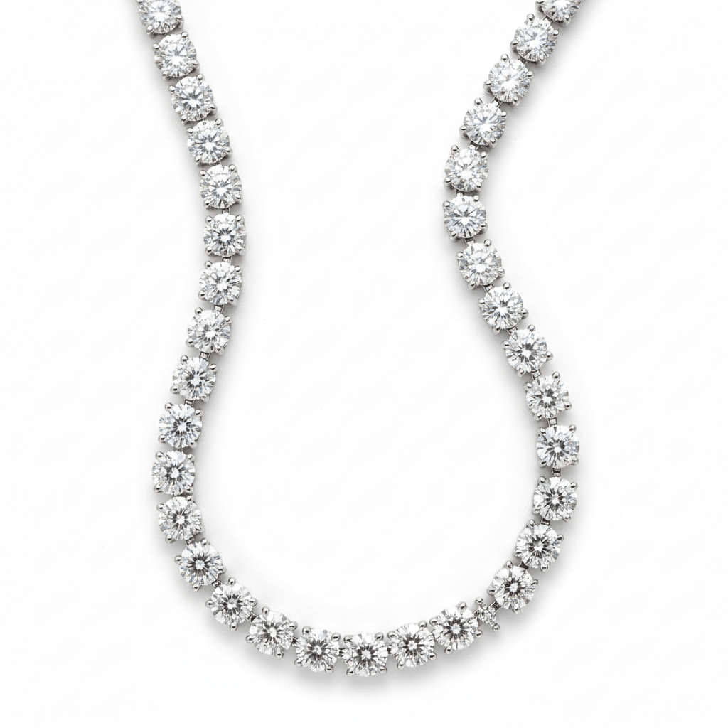 Aurora Tennis — Diamond Necklace in Platinum - HD Studio
