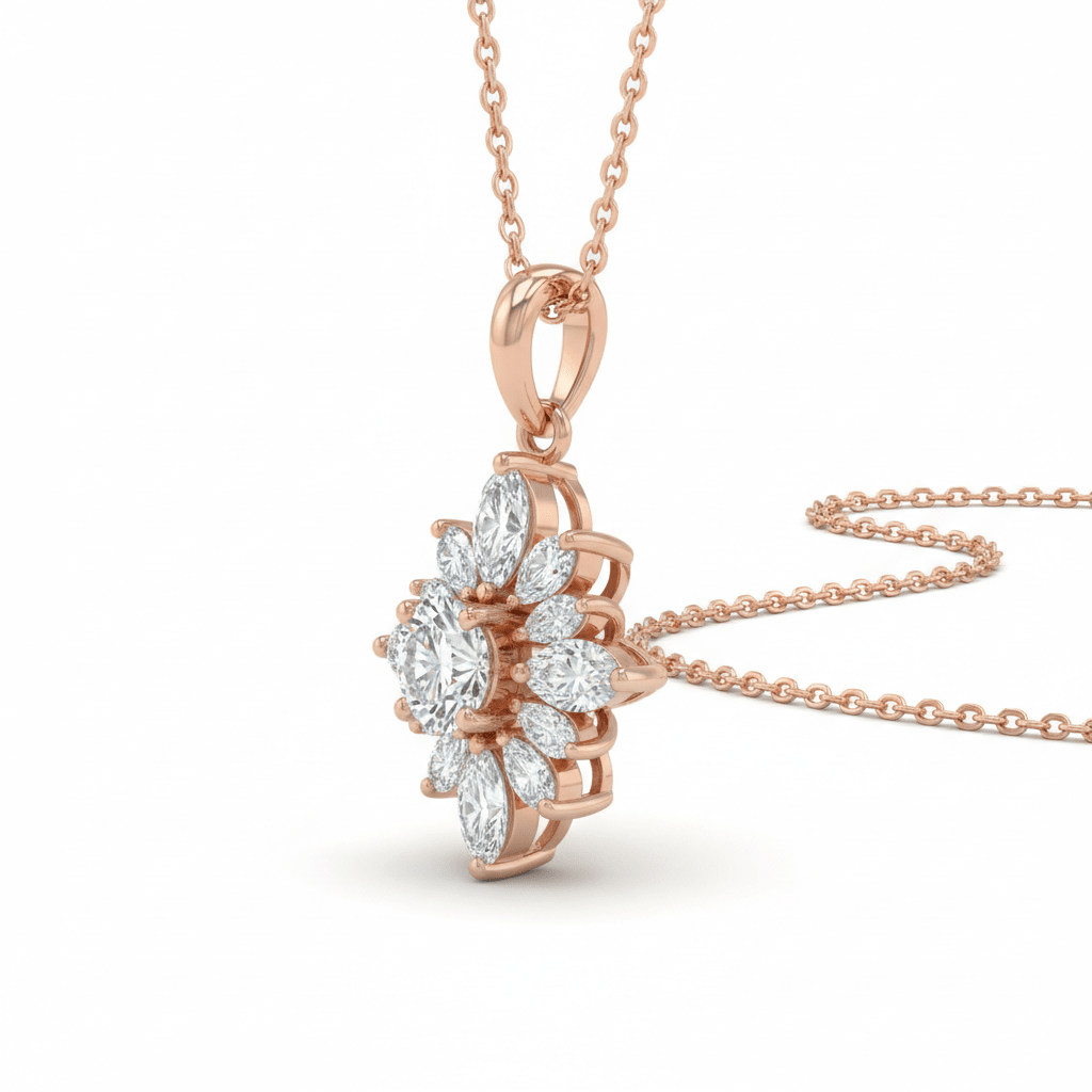 Rosé Cluster — Lab-Grown Diamond Necklace in 18ct Rose Gold - HD Studio