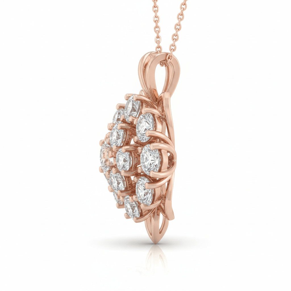 Noir Cluster — Diamond Necklace in 18ct Rose Gold - HD Studio