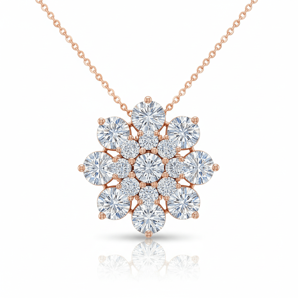 Rosé Cluster — Lab-Grown Diamond Necklace in 18ct Rose Gold - HD Studio