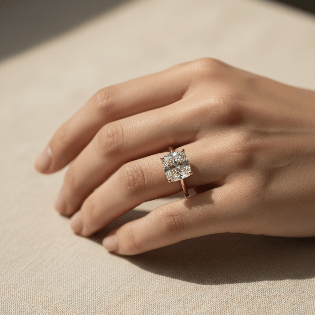 Rosé Cushion — Lab-Grown Diamond Ring in 18ct Rose Gold - HD Studio