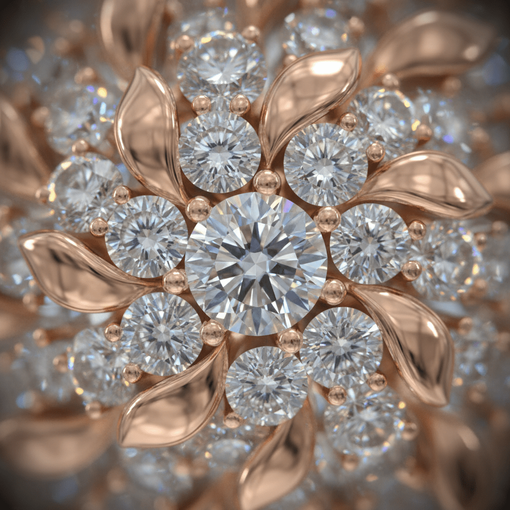 Noir Cluster — Diamond Necklace in 18ct Rose Gold - HD Studio