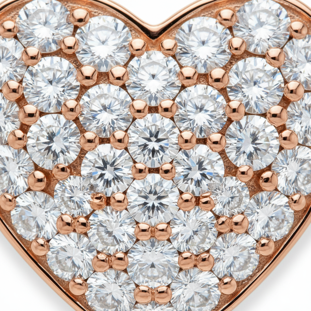 0.50ct Natural Diamond Heart Pendant in 18ct Rose Gold — Macro