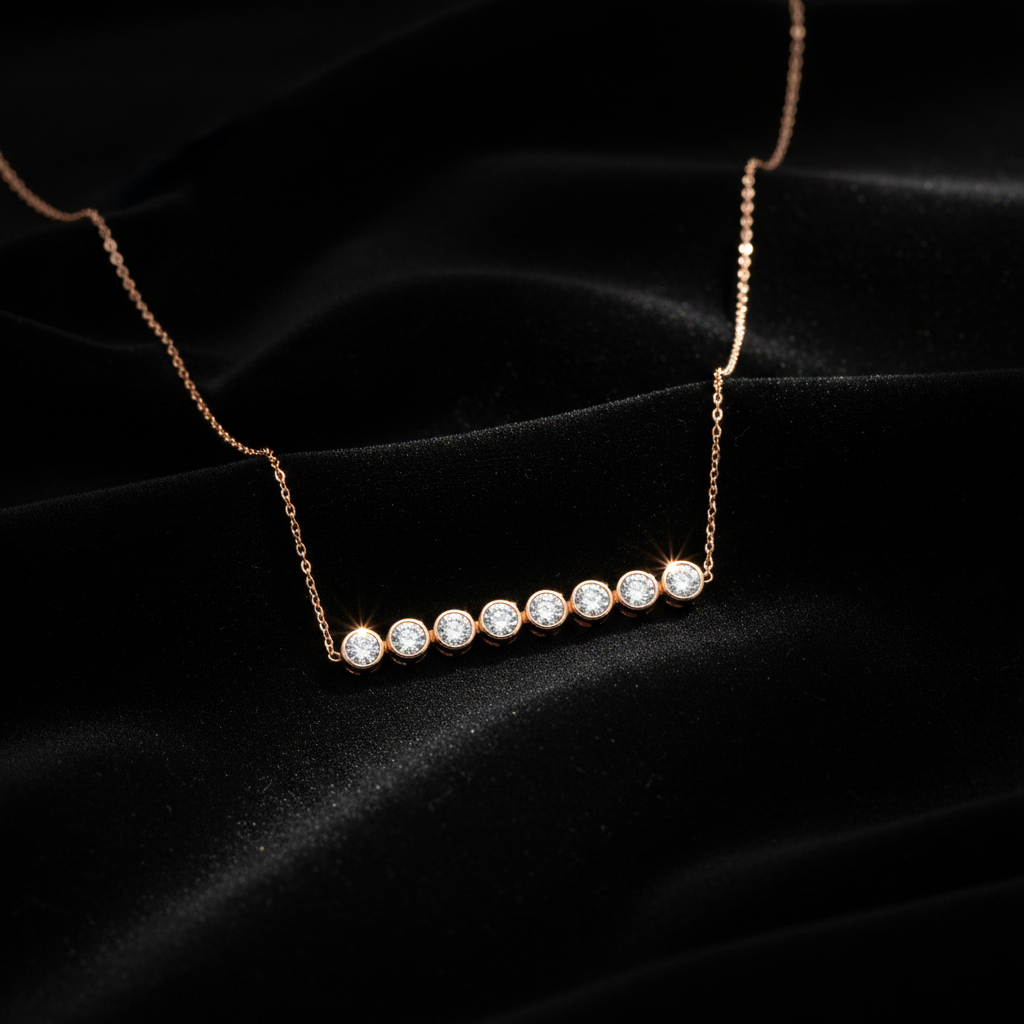 0.25ct Diamond Bar Necklace in 18ct Rose Gold — Editorial