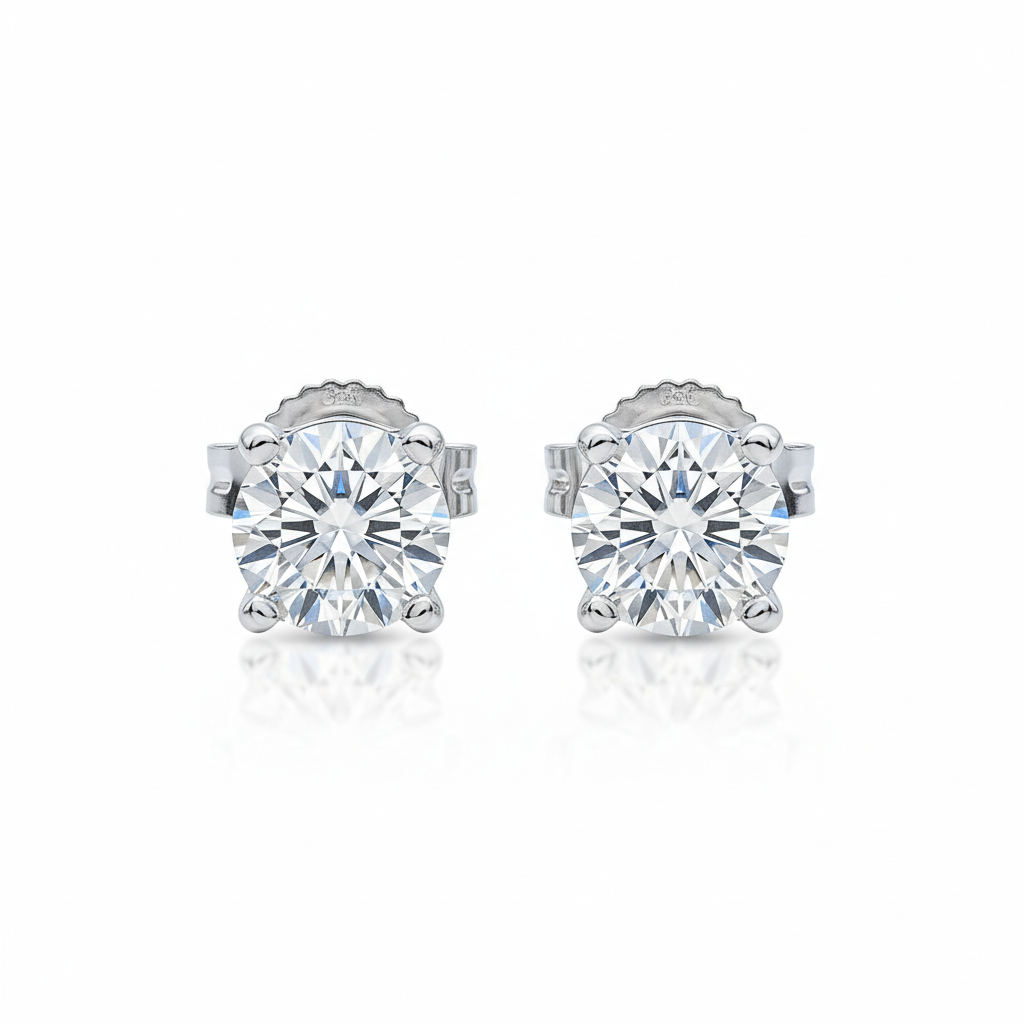 0.20ct Diamond Stud Earrings in 18ct White Gold — Flat Lay