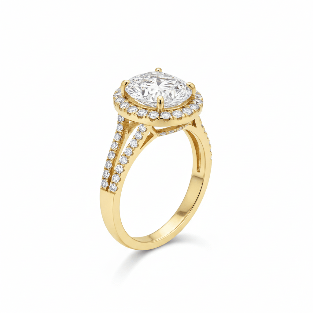 Soleil Halo — Lab-Grown Diamond Ring in 18ct Yellow Gold - HD Studio