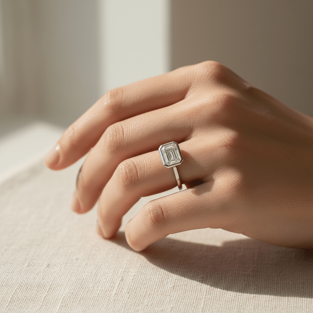 Éclat Emerald — Lab-Grown Diamond Ring in 18ct White Gold - HD Studio