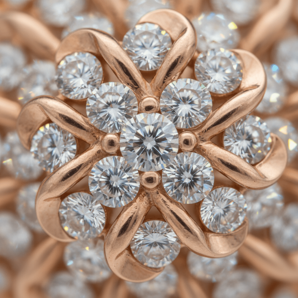 Rosé Cluster — Lab-Grown Diamond Necklace in 18ct Rose Gold - HD Studio
