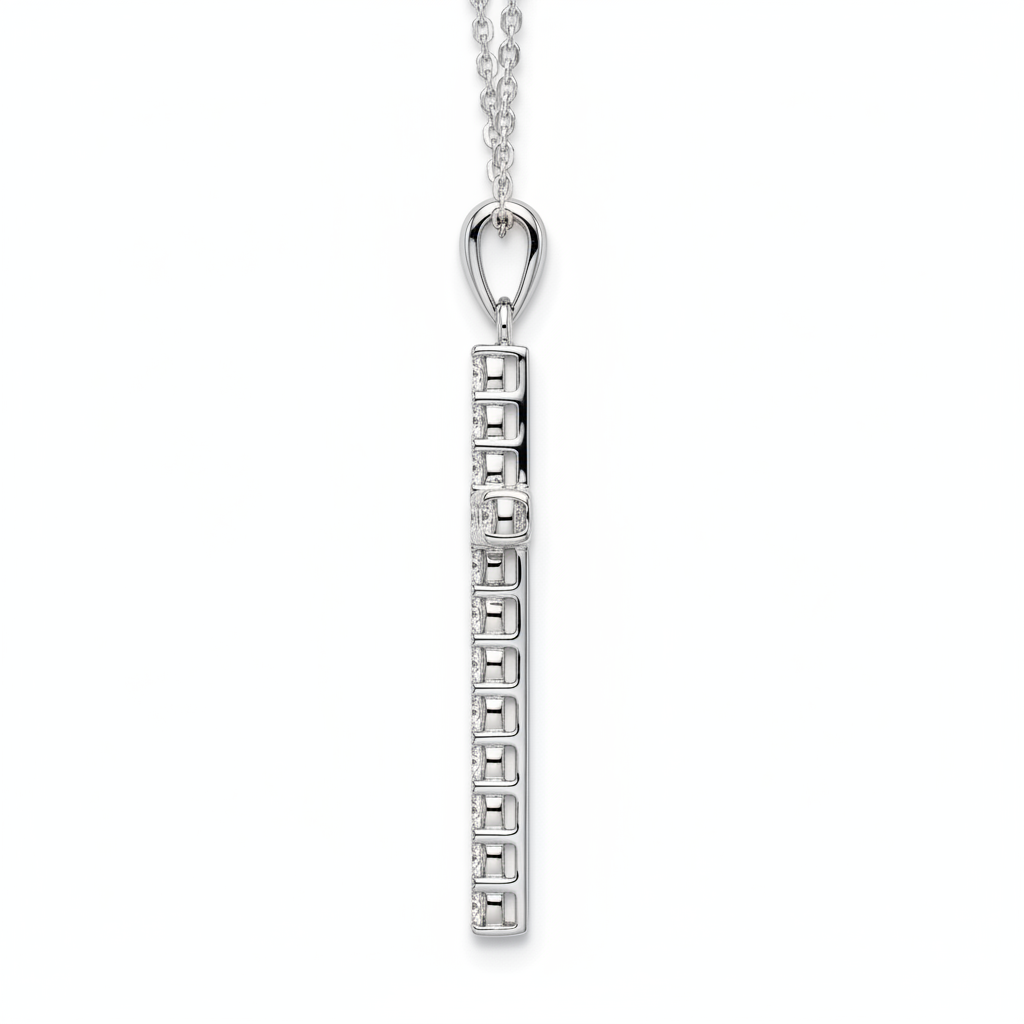 0.75ct Lab-Grown Diamond Cross Pendant in 18ct White Gold — Side Profile
