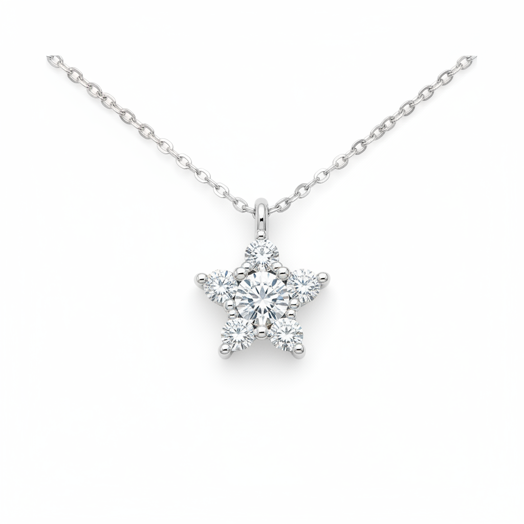 0.50ct Lab-Grown Diamond Star Pendant in Platinum — Flat Lay