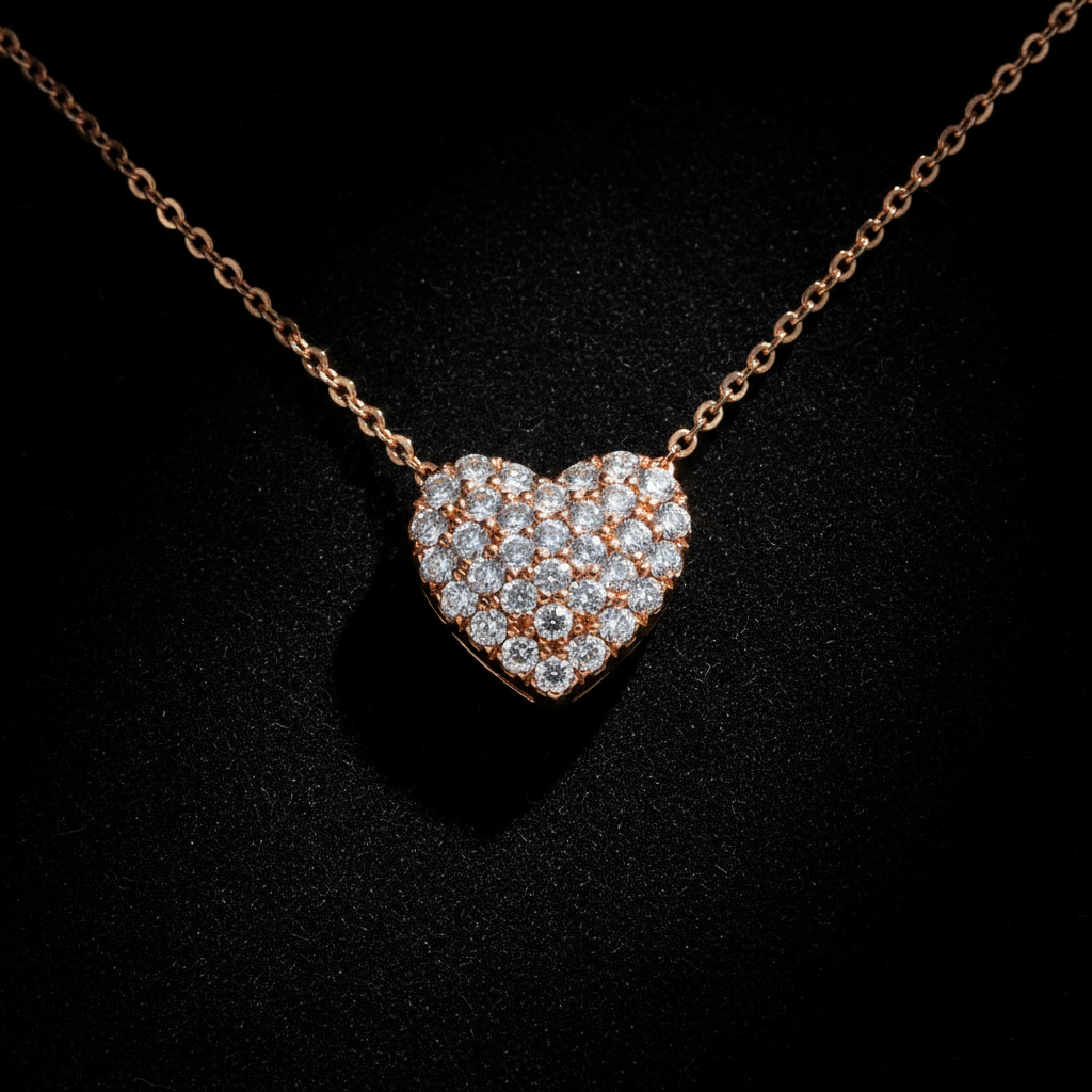 1ct Lab-Grown Diamond Heart Pendant in 18ct Rose Gold — Editorial